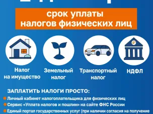 Напоминаем! 1 декабря - срок уплаты налогов физических лиц!